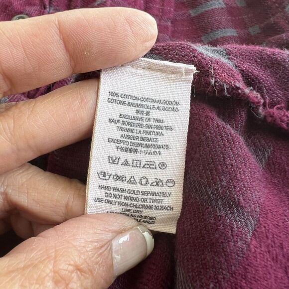 Free People Baby Blues Plaid Tunic Top Small Flannel Burgundy Pockets - Picture 10 of 16